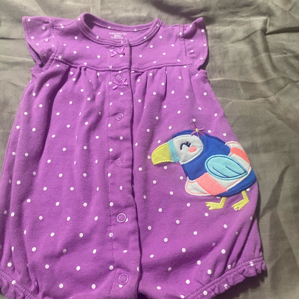 Carter's Purple Polka Dot Bodysuit‎ with Toucan